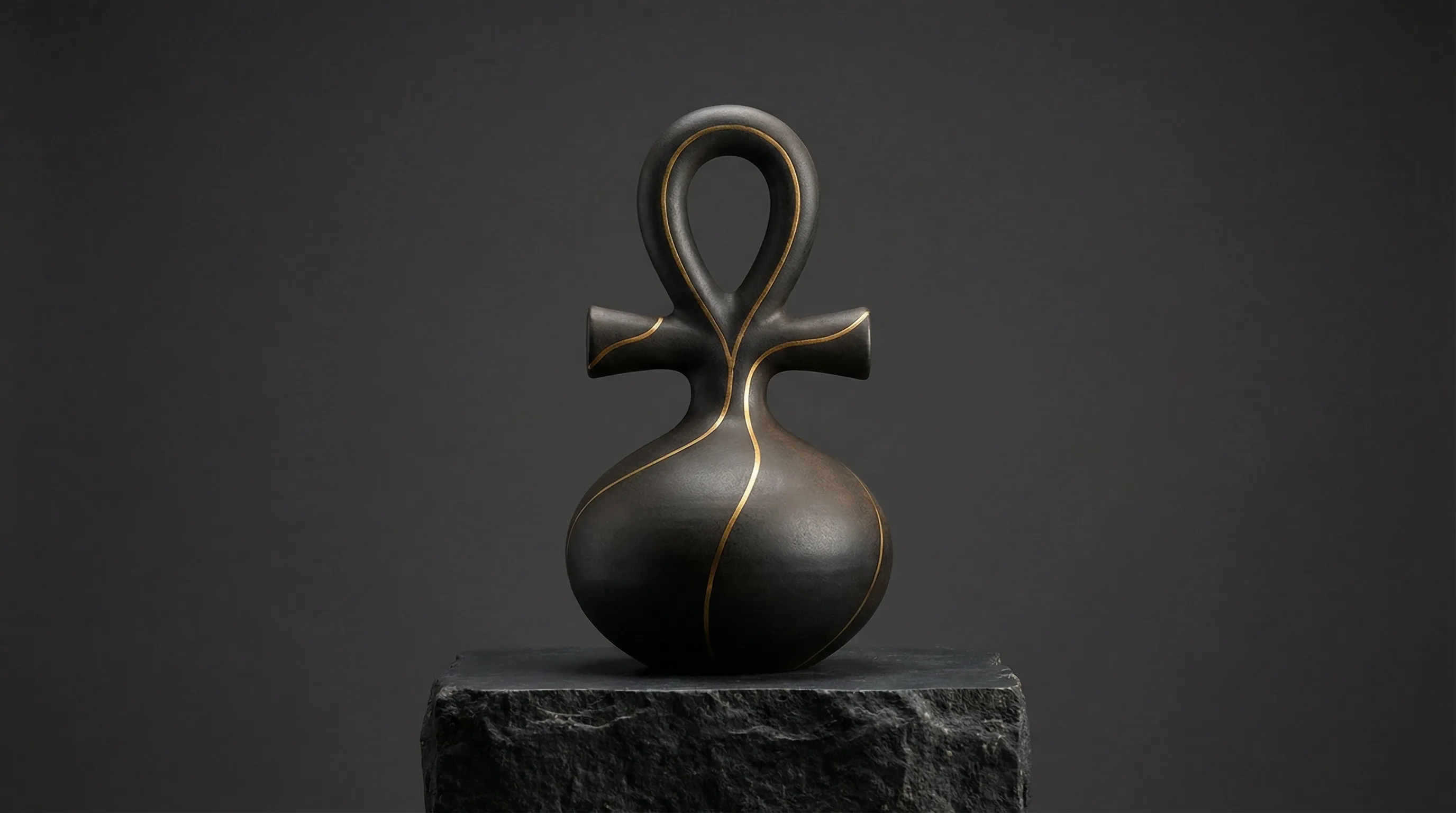Ankh-inspired ceramic vessel